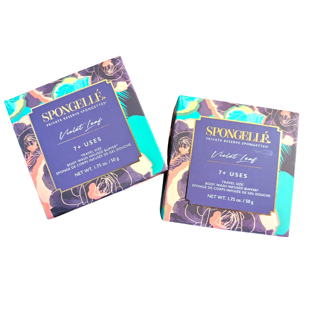 2-PACK SPONGELLE Private Reserve Spongettes VIOLET LEAF, 7+ Uses Each Travel **T